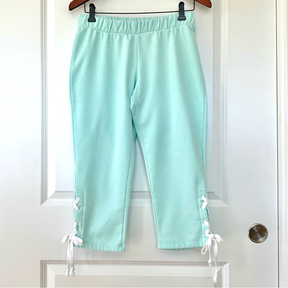 Exhilaration Mint Capri Side Lace Loungewear Pants